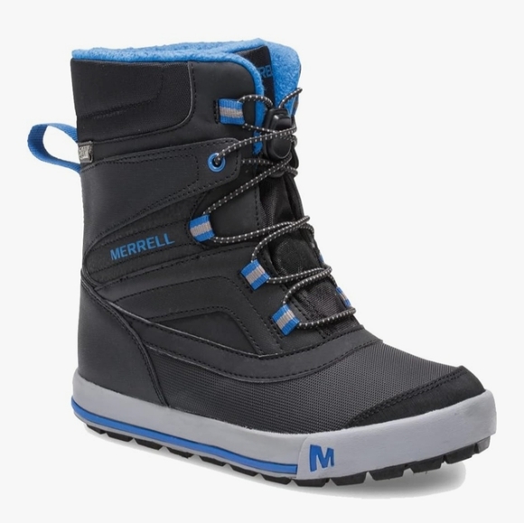 Kids Merrell Black and Blue Winter Boots Size 2 - Picture 1 of 7